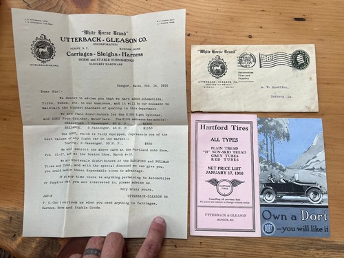 1916 Dort Auto Broschüre Hartford Reifenbrok. Umschlag & Brief der Marke weißes Pferd - Bild 16 von 16