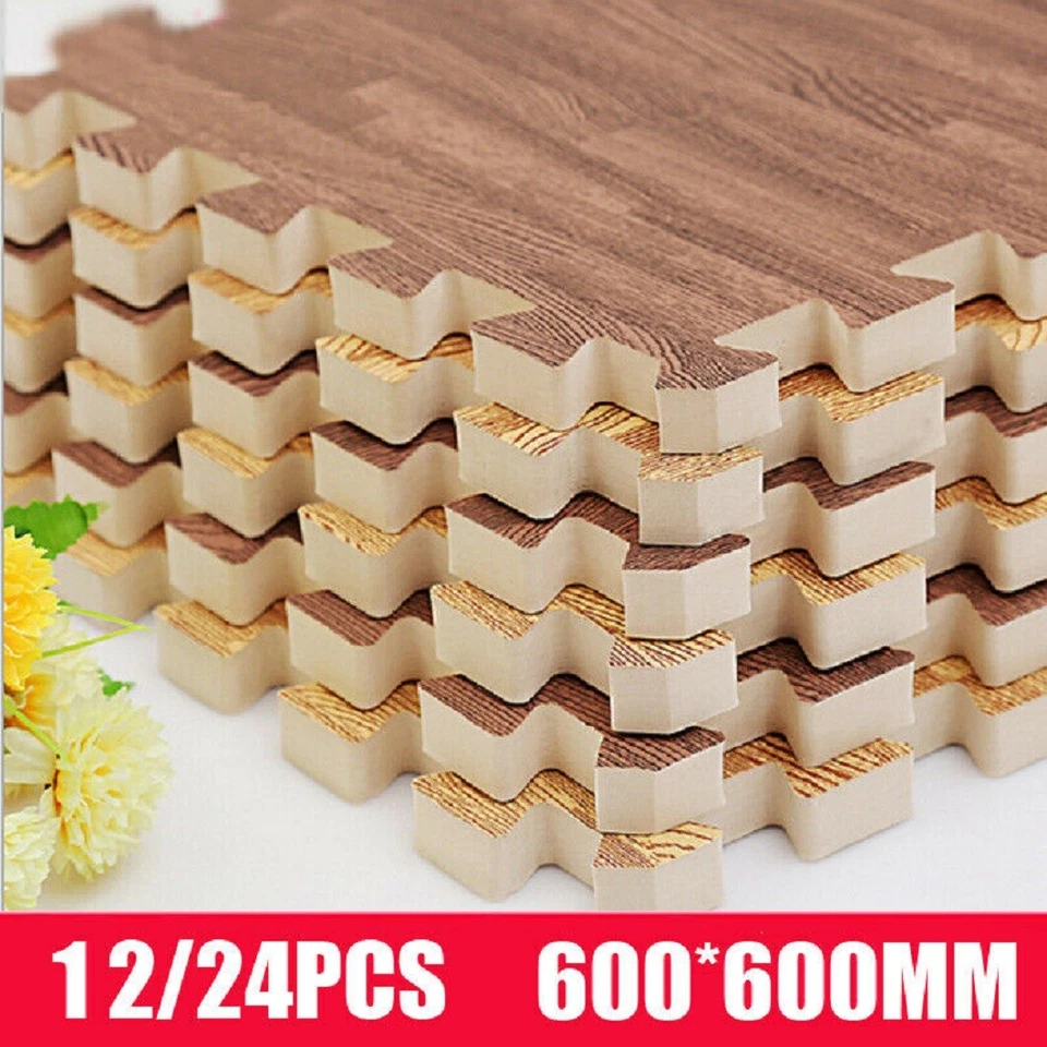 Exercise Floor Mat Soft Foam Puzzle Interlocking Tiles Workout Equipment Garage - Image 3 of 4