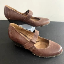 Eurosoft by Sofft Shoes Womens Sz 7 M Mary Jane Brown Comfort Wedge Leather