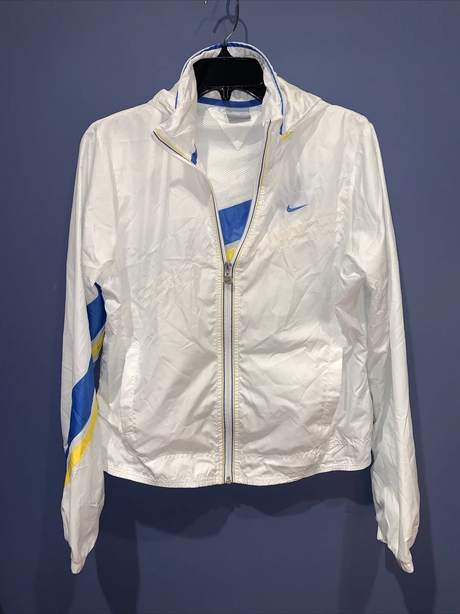 Vintage Nike Windbreaker Jacket Women Size Medium 8 10 White Blue