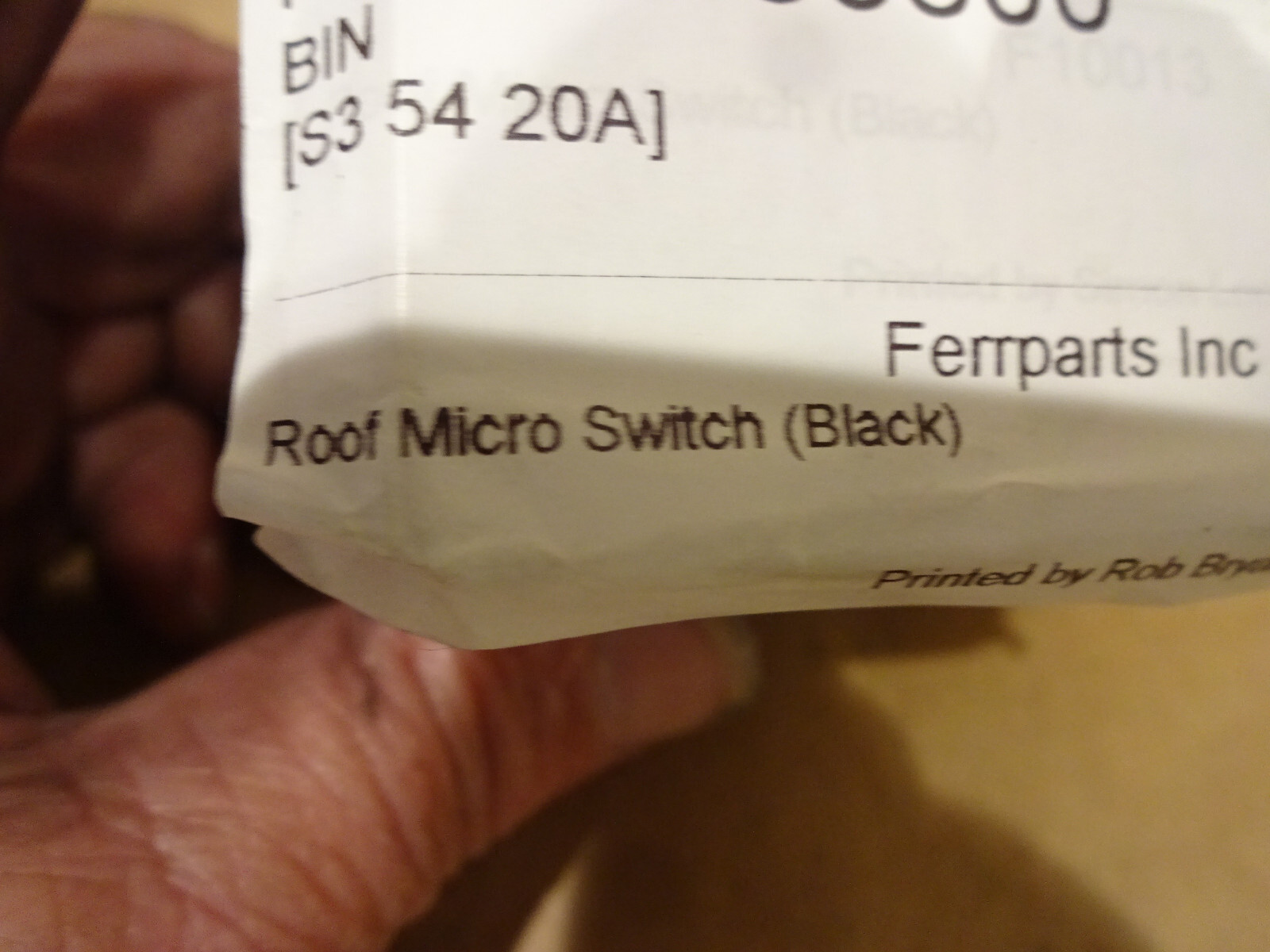 Ferrari 360,430 Spider - Roof Micro Switch-Black P/N 66455800