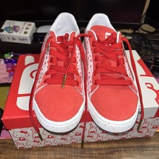 PUMA x HELLO KITTY White Red Suede Leather 50th Anniversary Womens Size 8.5