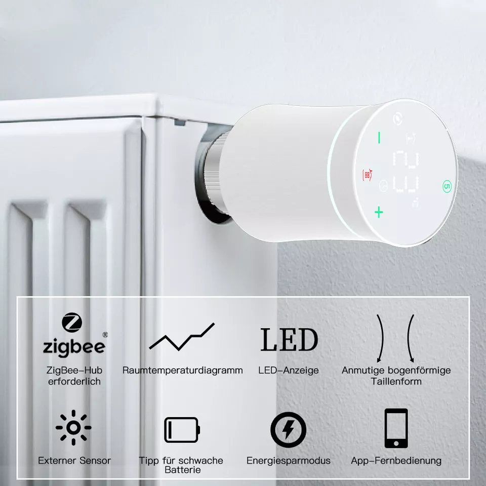 MOES Zigbee Smart Heizkörperthermostat Digital Heizungsthermostat Programmierbar - Bild 2 von 4