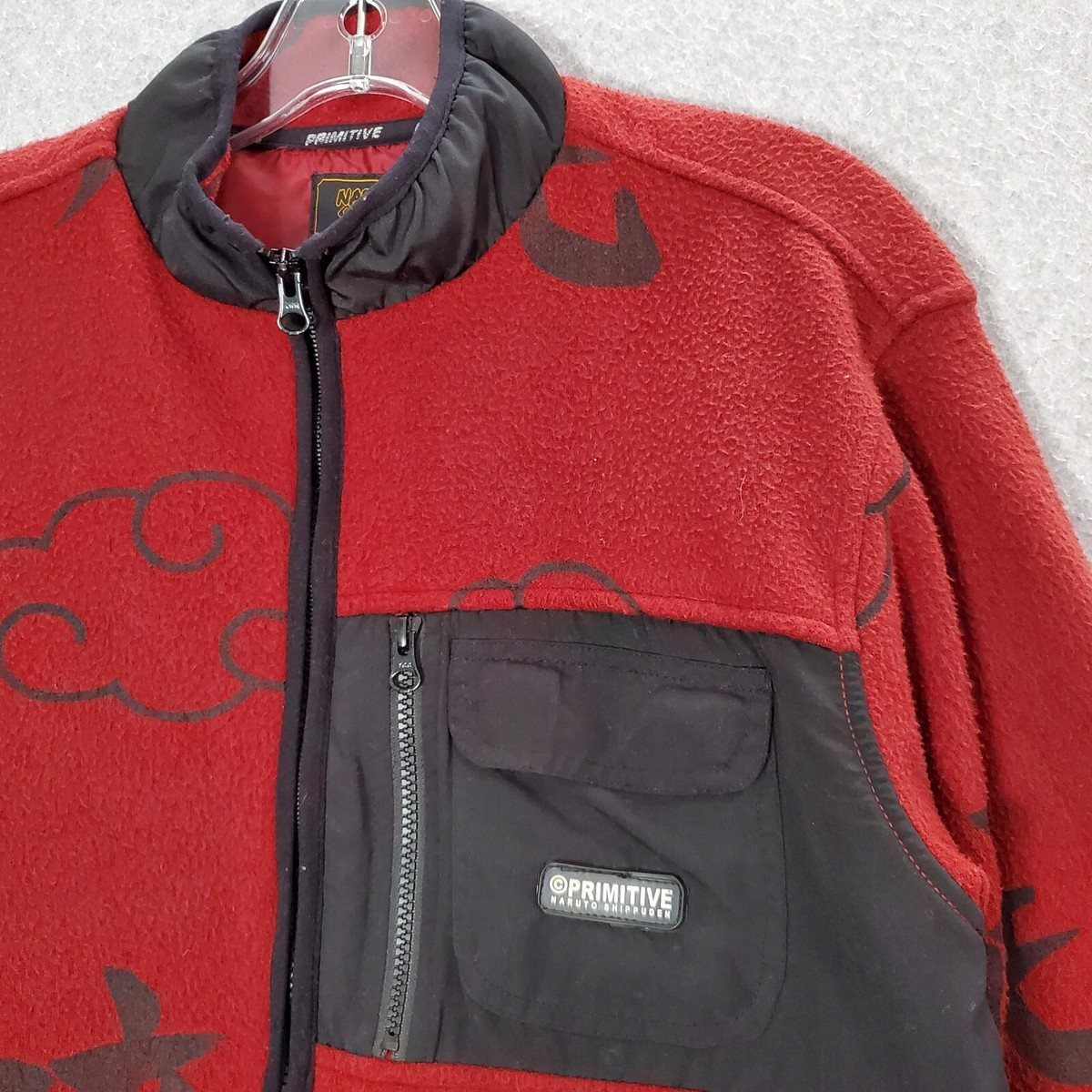 Primitive X Naruto Men Jacket Small Red Logo Full Zip Fleece