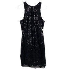 Alexia Admor Black Sequin Sheath Dress Sleeveless Stretch Women Size Medium NWT 