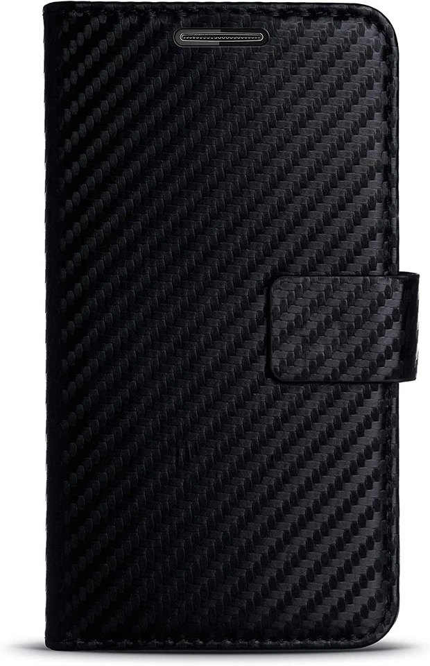 For Alcatel U5 Carbon Fibre Effect Wallet Case Card Slot Cover Phone Case - Image 2 of 4