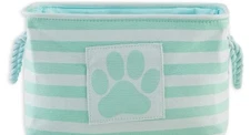 Bone Dry Pet Storage Collection Striped Paw Patch Bin, Aqua, Large Rectangle