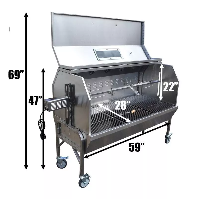 XXL 59" propano/carbón acero inoxidable asador - 59" x 28" x 22" (LxWxH) Foto 2 de 4