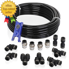 Air Line Tubing Kit, 1/4 Inch (6.35MM) OD X 32.8 Feet Polyurethane PU Tube