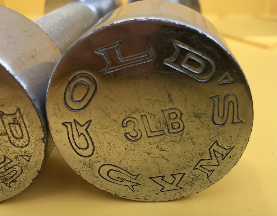 Juego de dos mancuernas Gold's Gym cromadas de 3 lb pesas atornilladas de metal Foto 3 de 4