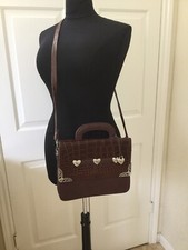 Leather  Silver Heart Embossed 2 Sided Purse / Crossbody / Handbag