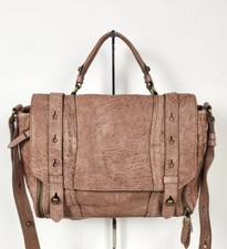 Olivia Harris Tan Linen Colored Leather Studded Messenger Bag Purse
