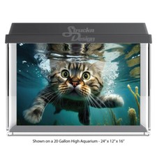 Cute Dark Brown Cat Polyester Fish Tank Glass Backdrop Aquarium Background