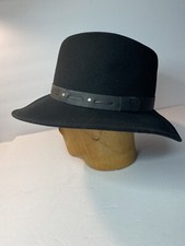 SCALA Dorfman Pacific Four Seasons Felt Classic Black Wool Fedora Hat Cowboy