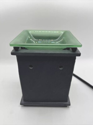 SCENTSY Natural Rock Grey Shale Night Light Full Size Warmer Retired Green