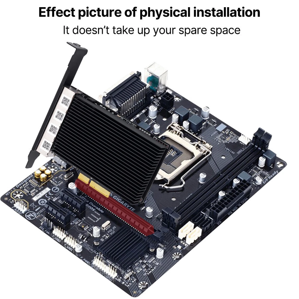 RJ45 Four Ports 2.5G Network Card Intel I226 Gigabit Ethernet PCI-E WiFi Adapter - Image 4 of 4