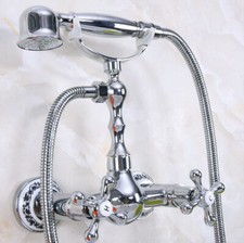 Chrome Brass Bathtub Faucet Set Bathroom Handheld Shower Cold Hot Tap Kit 2na194