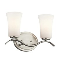 Kichler 45375NI Armida 14" Wide 2-Bulb Bathroom Lighting Brushed Nickel READ 