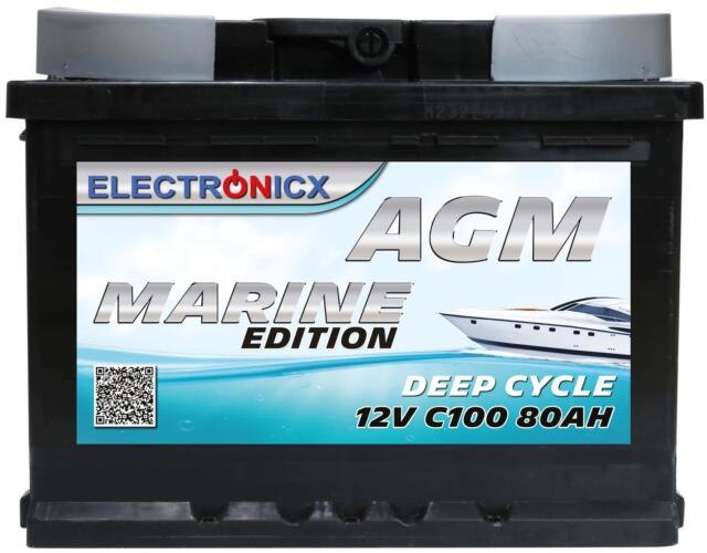AGM Batterie 80AH Electronicx Marine Edition Boot Schiff Versorgungsbatterie 12V