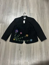 NWT John Meyer Of Norwich Black Embellished Rhinestone Sleeve Blazer 22W