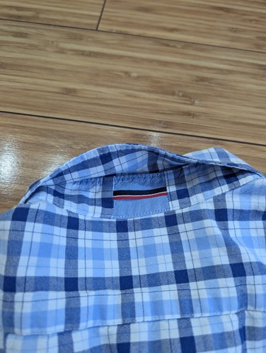 Camisa Tommy Hilfiger Hombre XL Adulto Azul A Cuadros Botones Preppy Calce Ajustado - Imagen 12 de 12