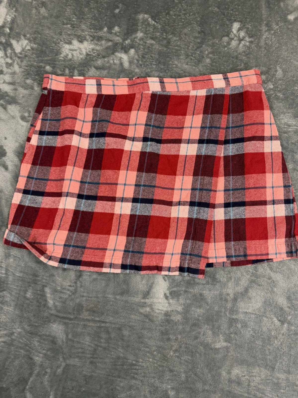 True Craft Womens Red Plaid Mini Skirt 20W