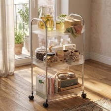 STARLATTA 3 Tier Rolling Cart with Lockable Wheels, Clear 3-tier,