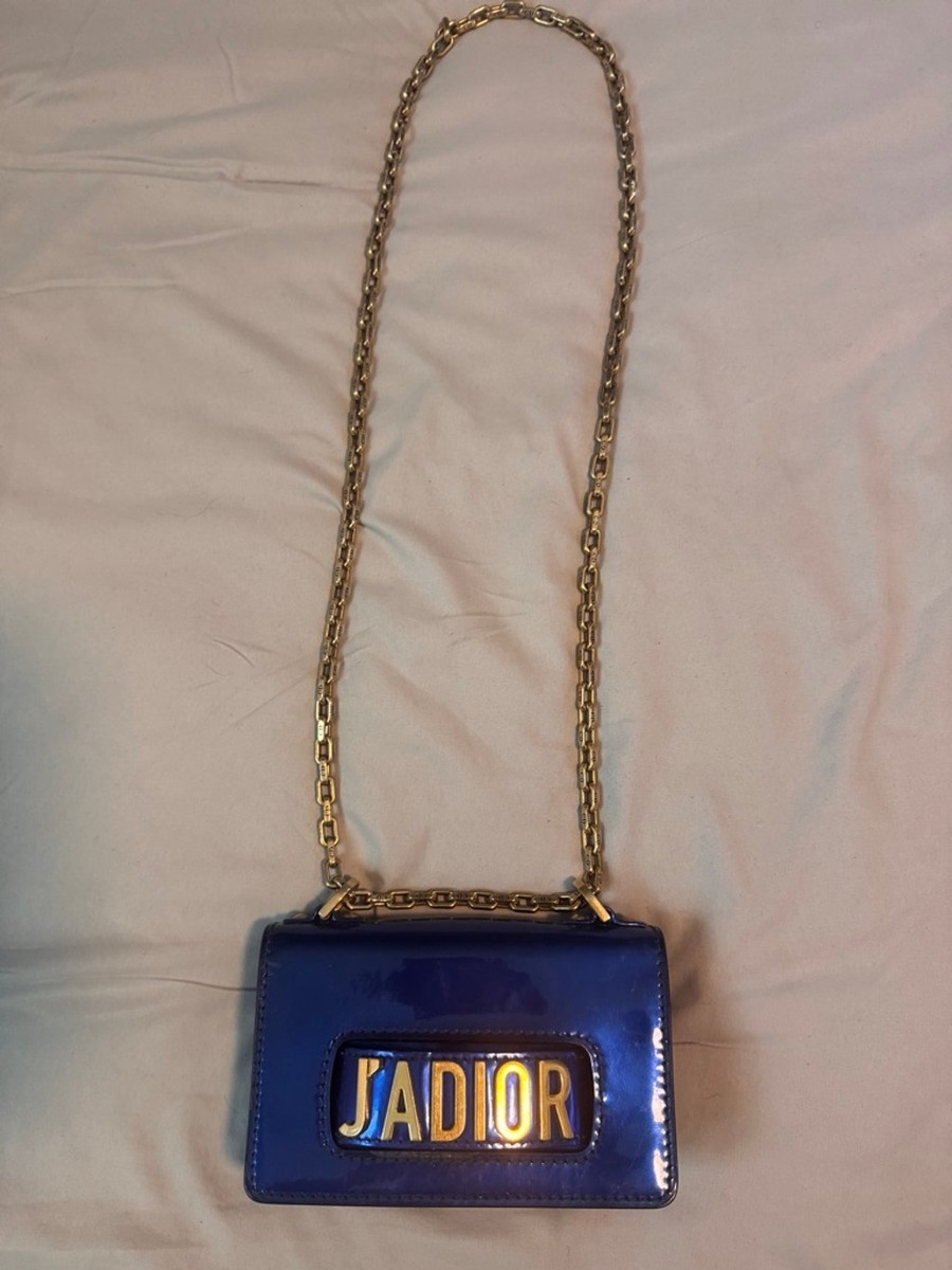 Women's Christian Dior Blue Patent Leather J'ADIOR Crossbody Bag