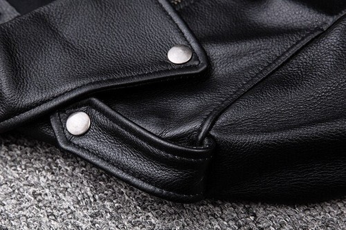 Męska czarna kurtka skórzana Moto Slim Fit Double Rider Biker Style prawdziwa skóra jagnięca - Zdjęcie 13 z 15