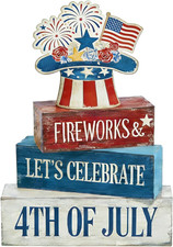 4Th of July Decorations Patriotic Memorial Day Wooden Sign Indoor Tabletop Gift