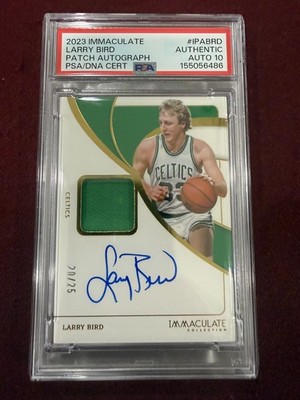 Larry Bird 2023 Immaculate Game Used Patch Auto on Card 20/25  PSA 10 Auto Grade