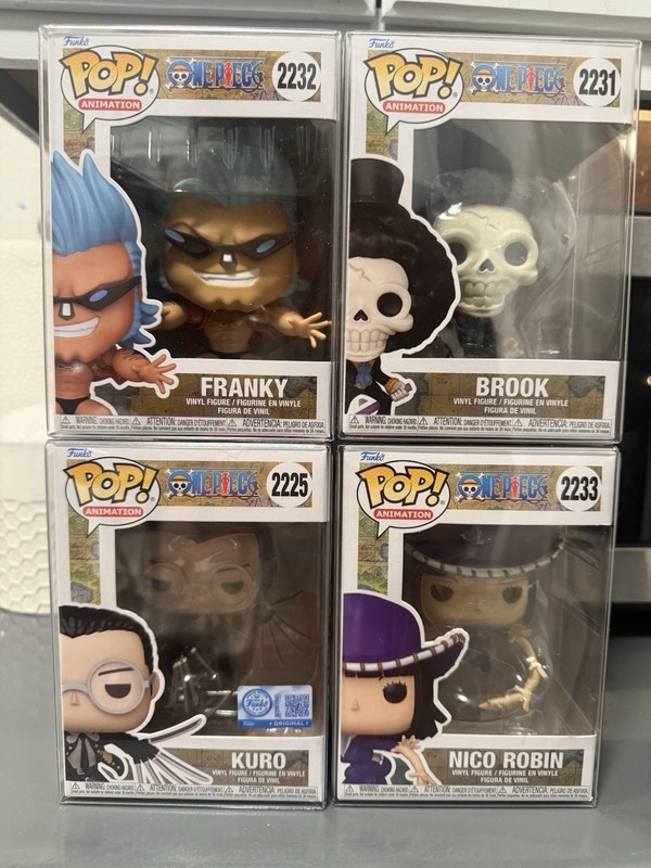 Funko One Piece Figure Lot of 4: Franky, Brook, Kuro, and Robin
