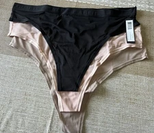 3 pk Curvy Couture Women's Sheer Mesh High Cut Thong Bark G String Large NEW