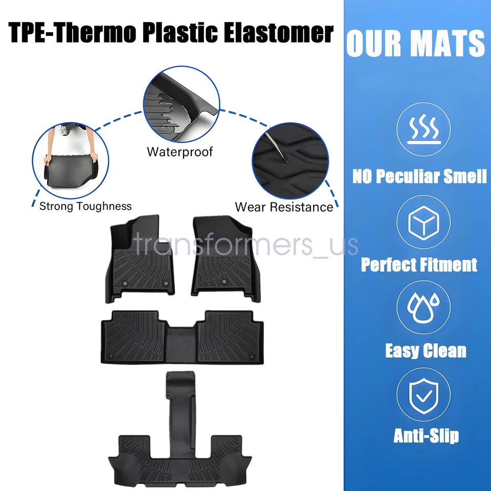 TPE Floor Mats Liner All Weather Black For 2024-2025 Hyundai Santa Fe Hybrid - Изображение 3 из 4