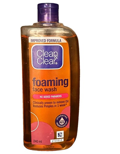 Clean & Clear Foaming Face Cleanser No Added Parabens Acne/Oily Skin 240 ml