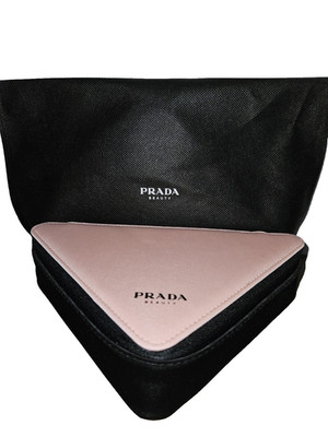 Neu Prada Pouch  Pochette Kosmetiktasche Beauty Make up Dreieck Box schwarz rosa