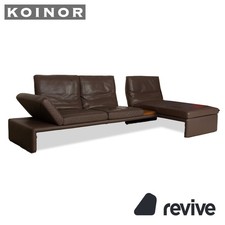 Sofá esquinero de cuero Koinor Raoul sofá marrón gris récamiere derecho manual