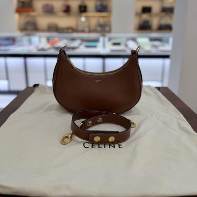 Celine Smooth Cowhide Leather Handbag Underarm Bag Shoulder Crossbody #72QX
