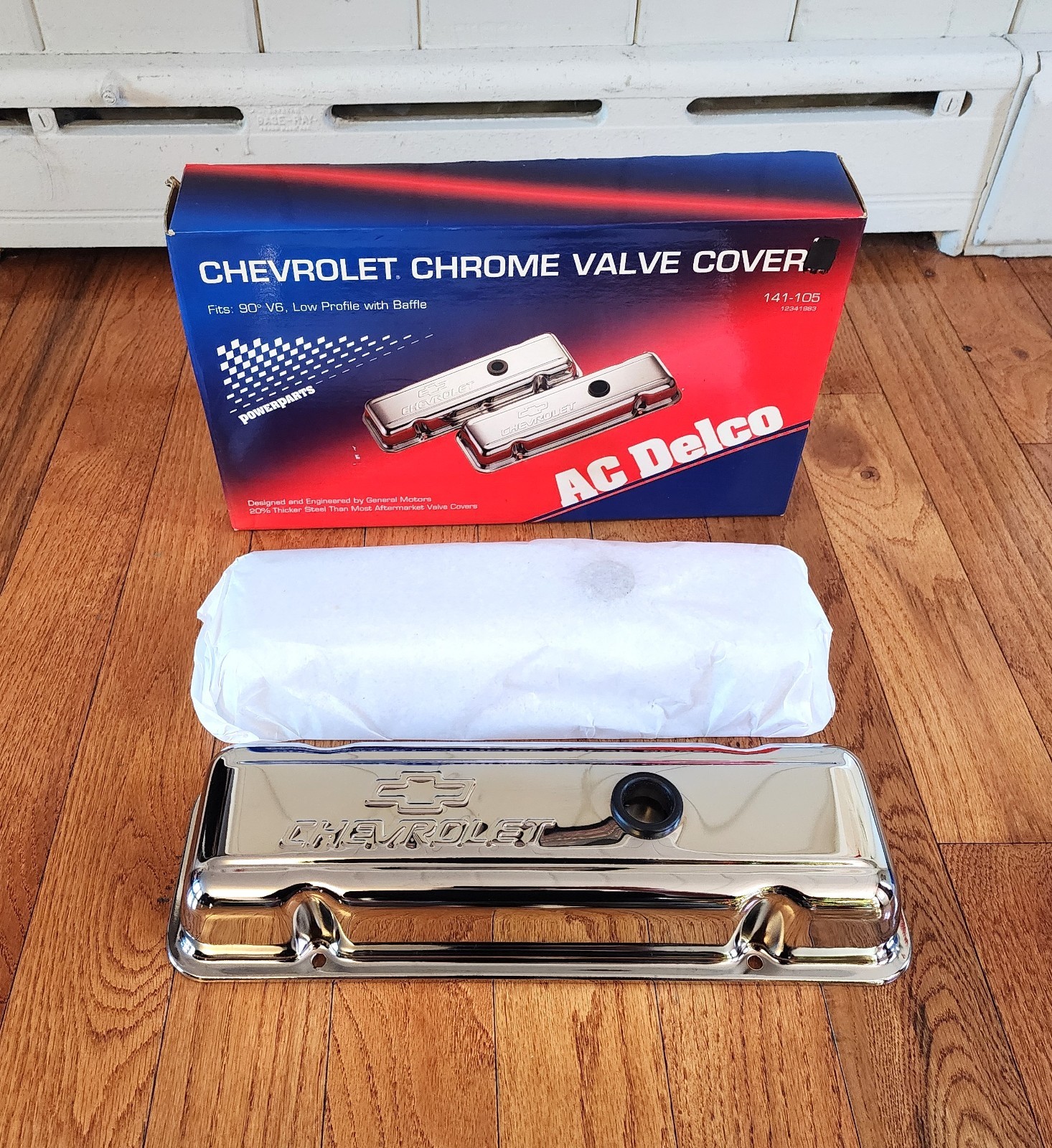 AC DELCO CHEVROLET CHROME VALVE COVERS #141-105 FITS 90 DEGREE V6 - LOW PROFILE