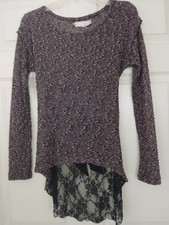 Blusa de punto ajustada de encaje asimétrico ciruela colección trendyol A'reve Y2K talla S