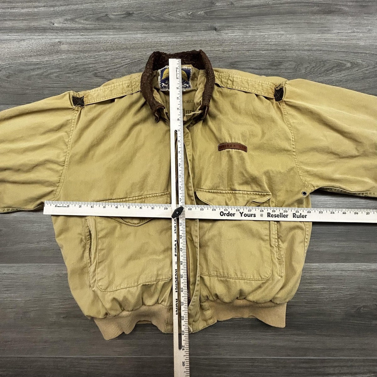 Vintage Avirex Jacket Mens Medium Beige Canvas Bomber Army Air