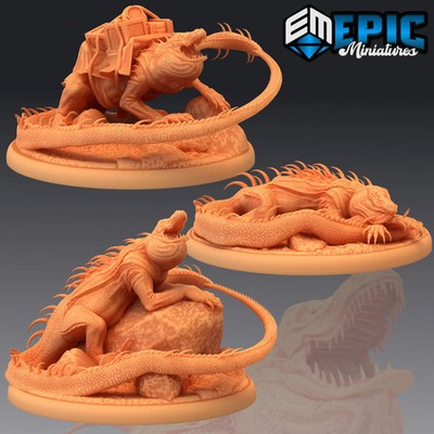 Lava Crocodile Miniature 28-32mm Fantasy Monster D&D RPG