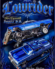 164 1964 Impala Lowrider Bouncing Suspension Diecast Alloy Car Model Blue