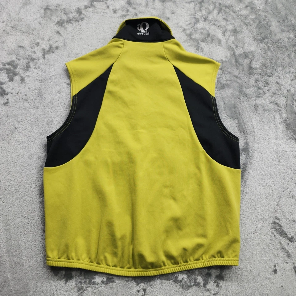 Pearl Izumi Cycling Vest Mens S Yellow Black Fleece Lined Sleeveless Full Zip - Image 4 of 4