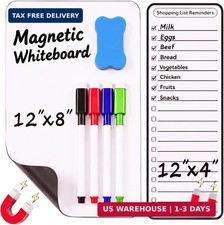 Dual-Sized Magnetic Whiteboard Set for Fridge 4 Markers and Eraser