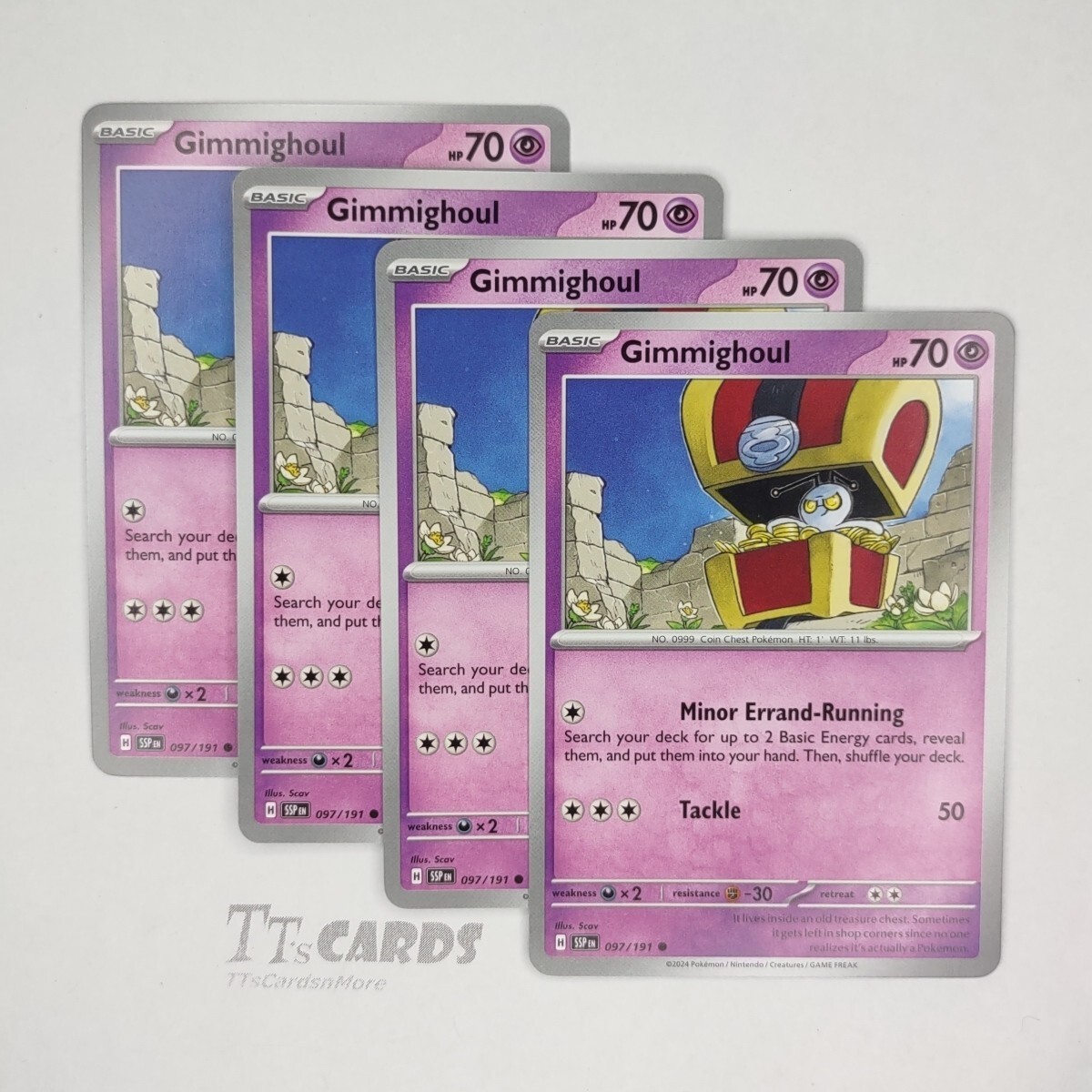 Gimmighoul 097/191 x4 Playset 4x Pokemon S&V Surging Sparks SSP - 4 Card Set