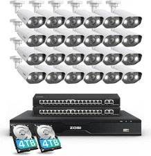 ZOSI 32Ch 4K PoE Security Camera System 24x 4K Cameras 2 Way Audio NVR with 8TB