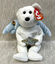 TY Beanie Baby - STAR the Angel Bear (Holding Gold Star ) 8.5 in With Angel Pin