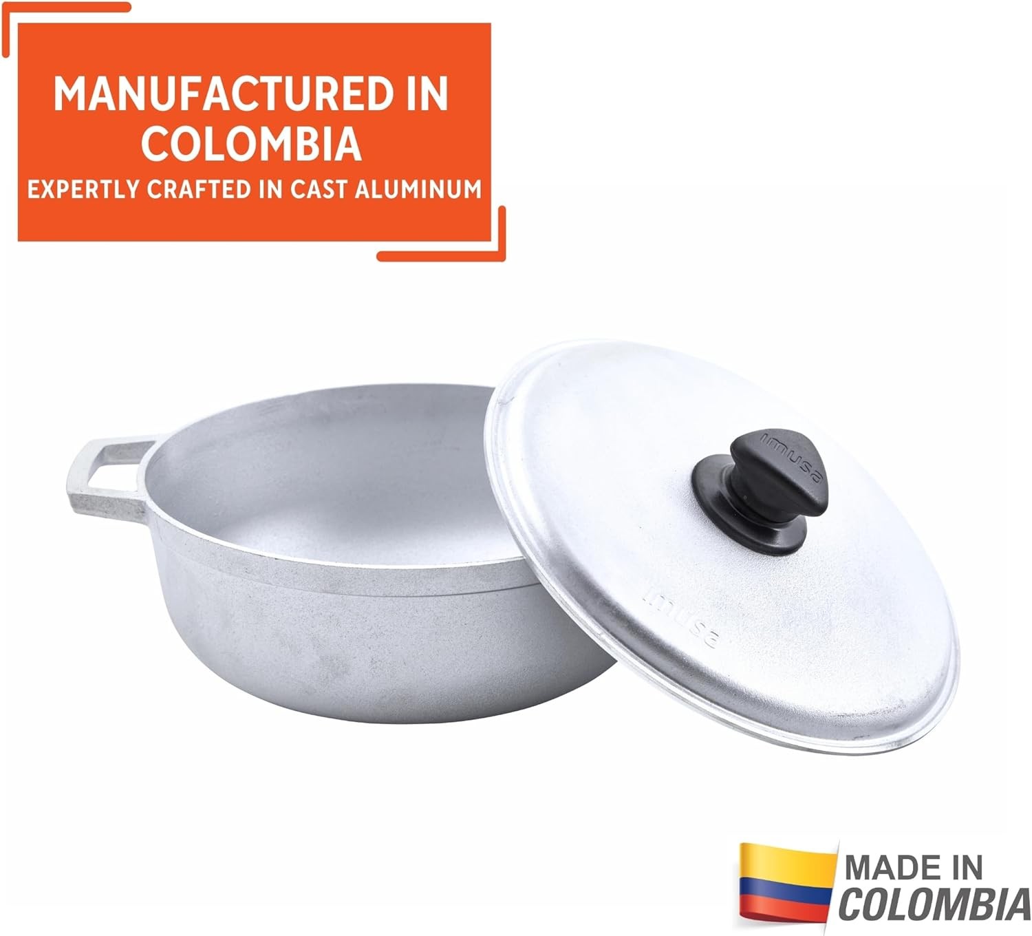 IMUSA 2.6 Quart Traditional Natural Made in Colombia Caldero Qt, Silver 