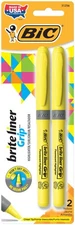 BIC Brite Liner Grip Highlighters, Chisel Tip (1.6 mm), Classic Yellow, 2-Count
